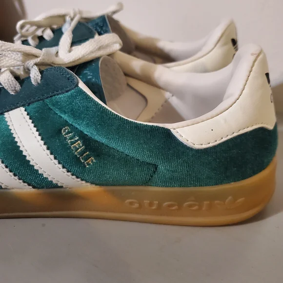 Gucci × Adidas Gazelle Green and White Men's Shoes Size 9.5 - Picture 6 of 9